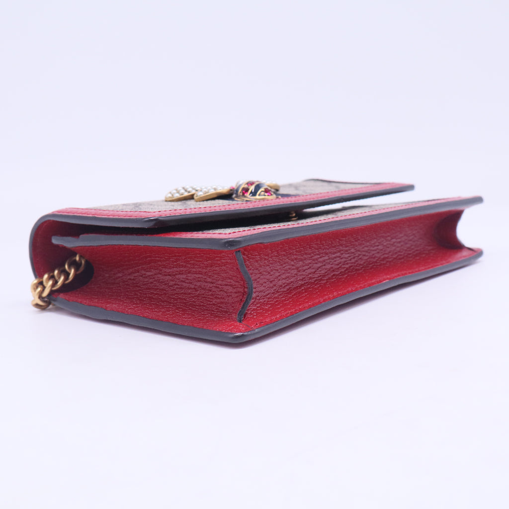 Queen Margaret Chain Wallet GG Coated Canvas Mini
