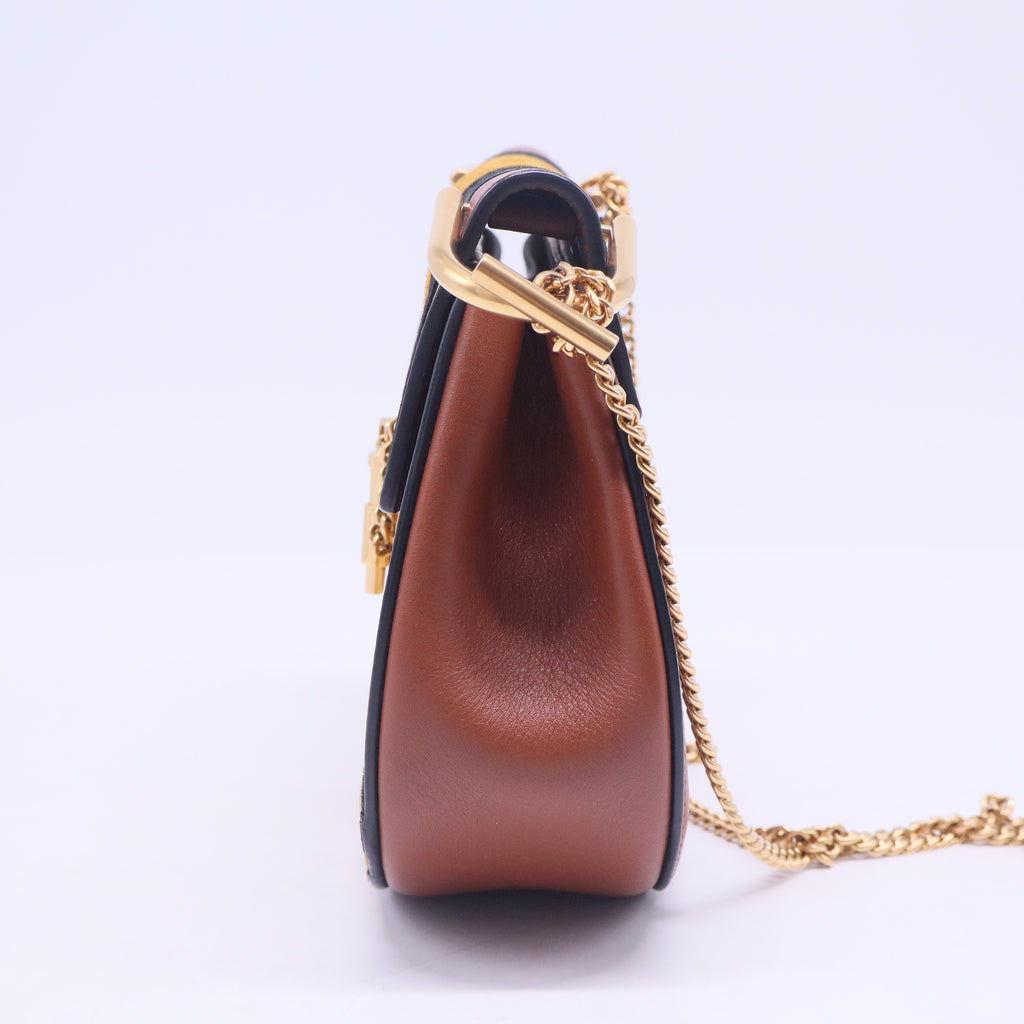 Tobacco Leather and Suede Mini Drew Bag B20804