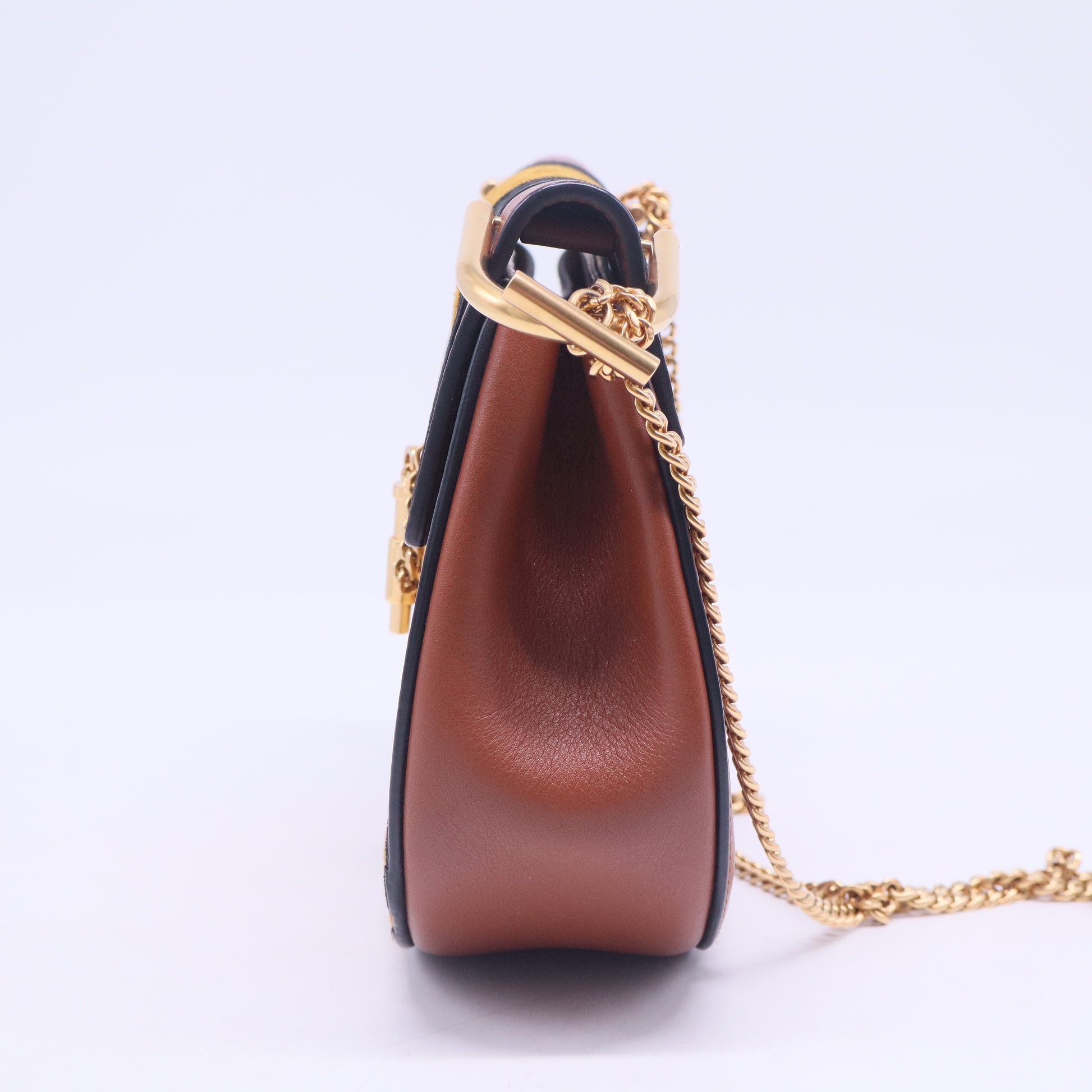 Tobacco Leather and Suede Mini Drew Bag B20804