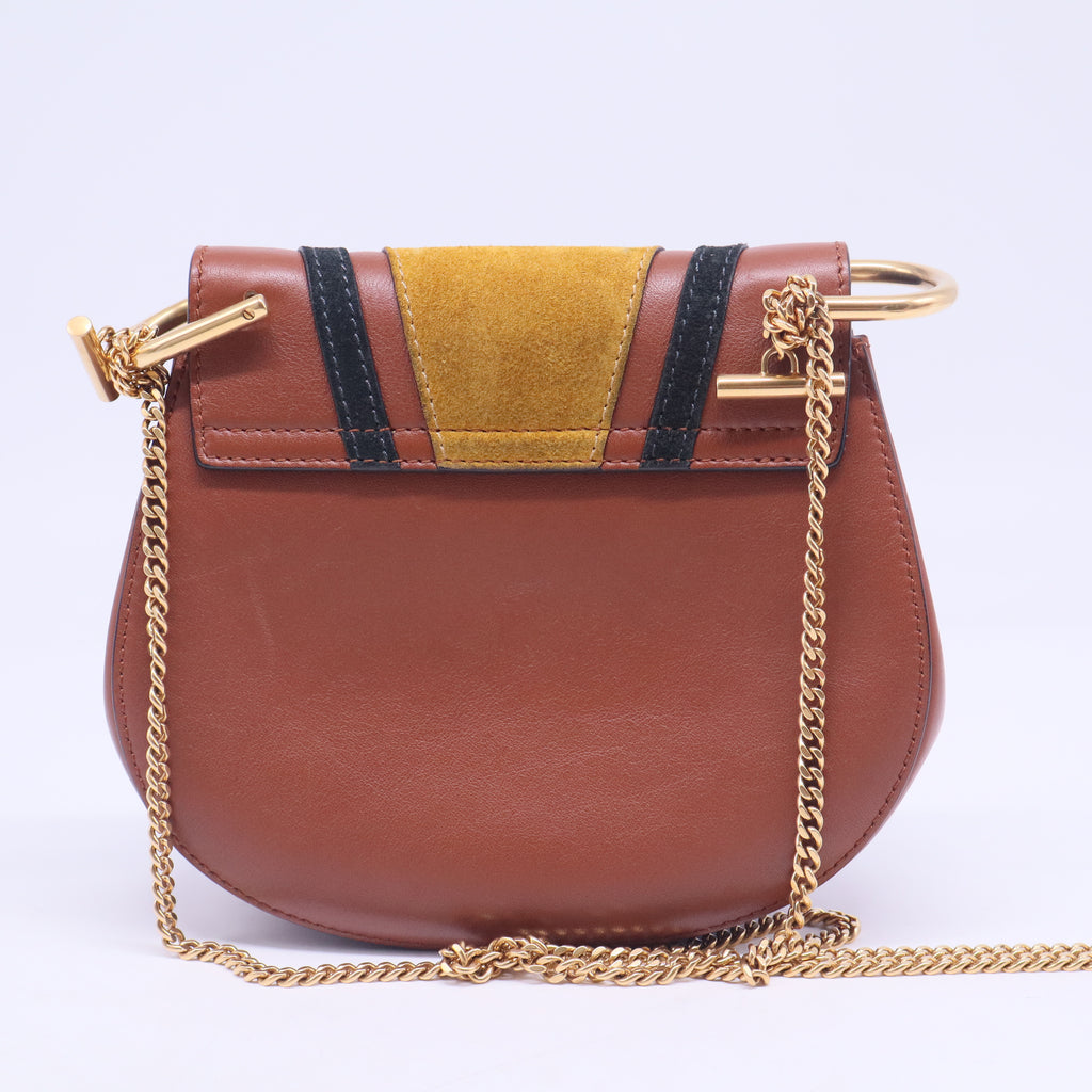 Tobacco Leather and Suede Mini Drew Bag B20804