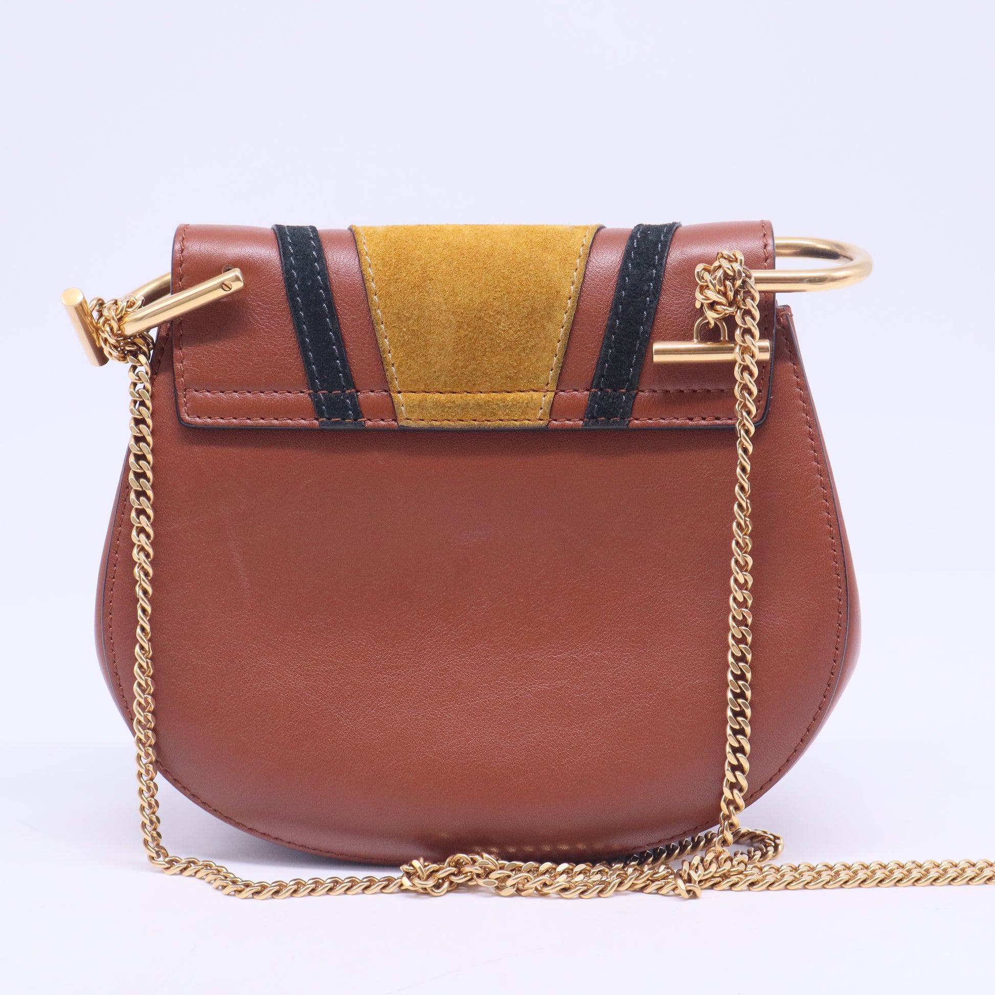 Tobacco Leather and Suede Mini Drew Bag B20804