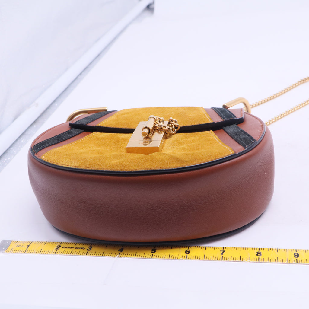 Tobacco Leather and Suede Mini Drew Bag B20804