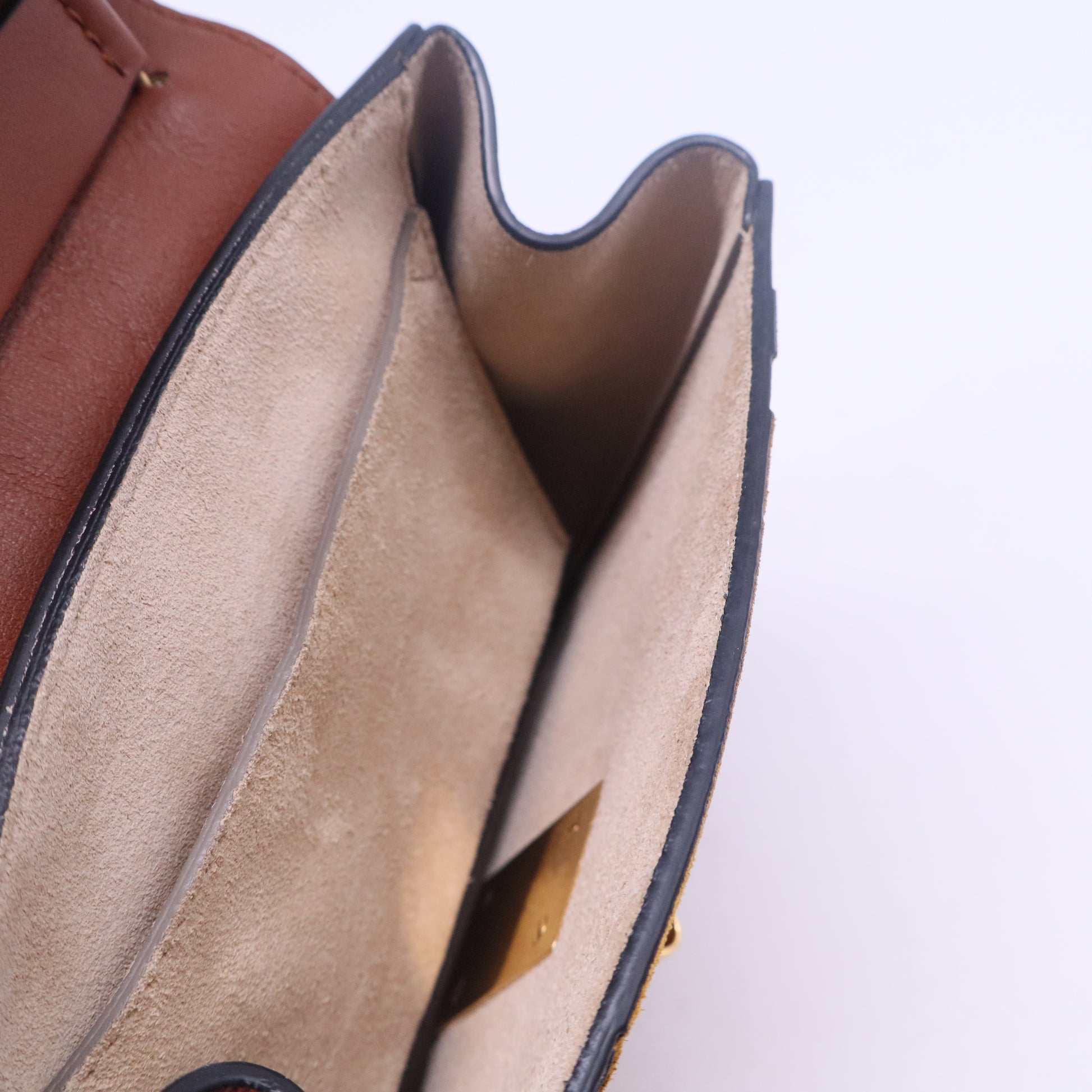 Tobacco Leather and Suede Mini Drew Bag B20804