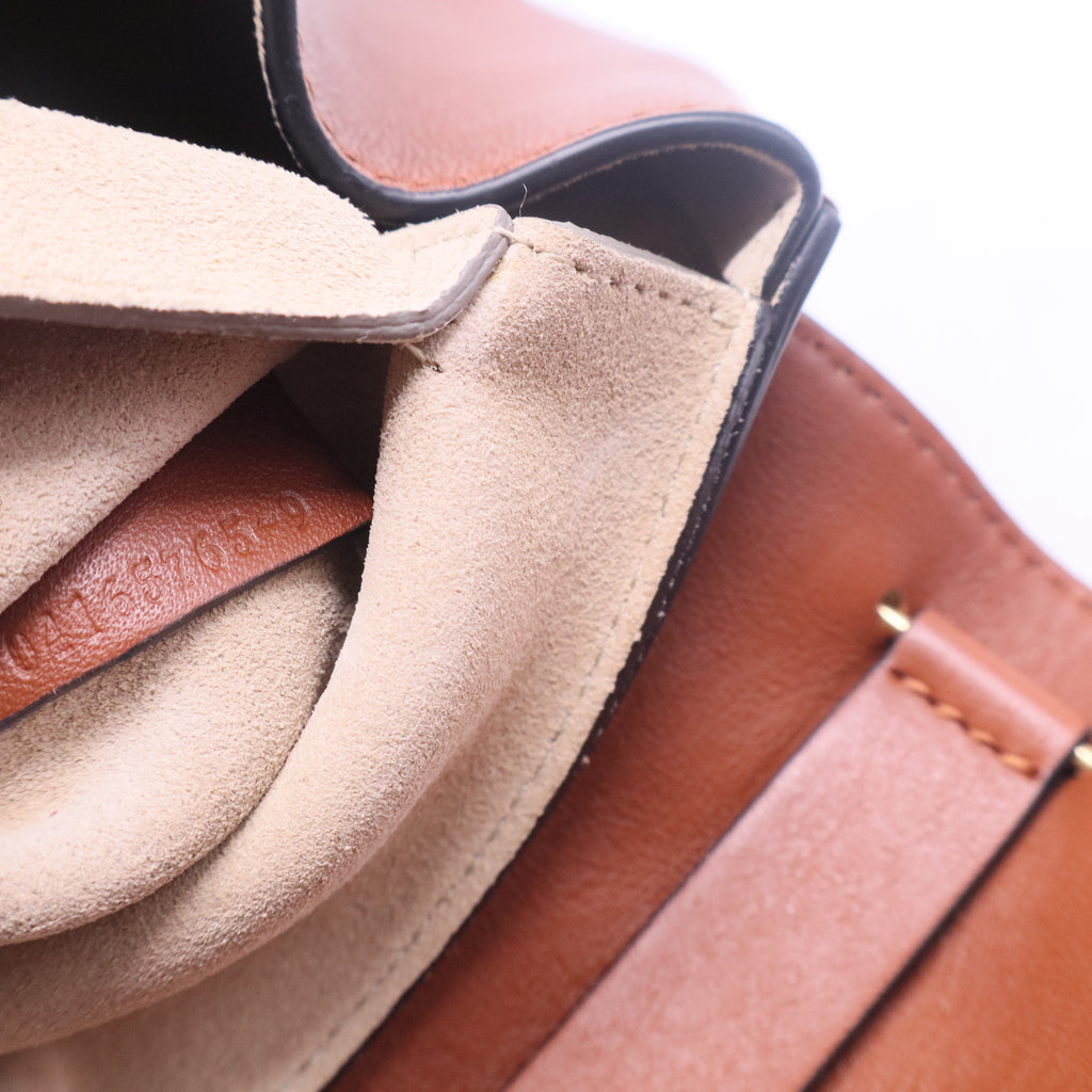 Tobacco Leather and Suede Mini Drew Bag B20804