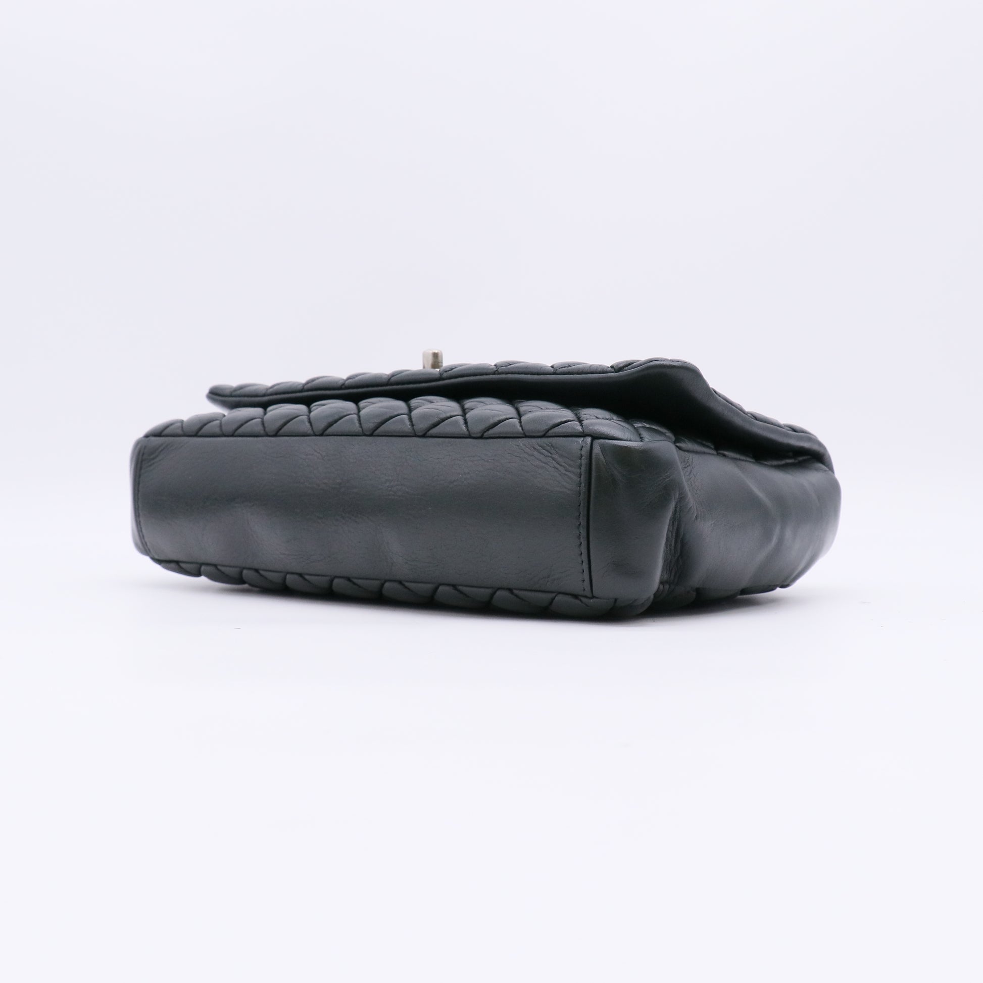 Chanel Iridescent Calfskin New Bubble Quilt Flap Black twins LDJ4819