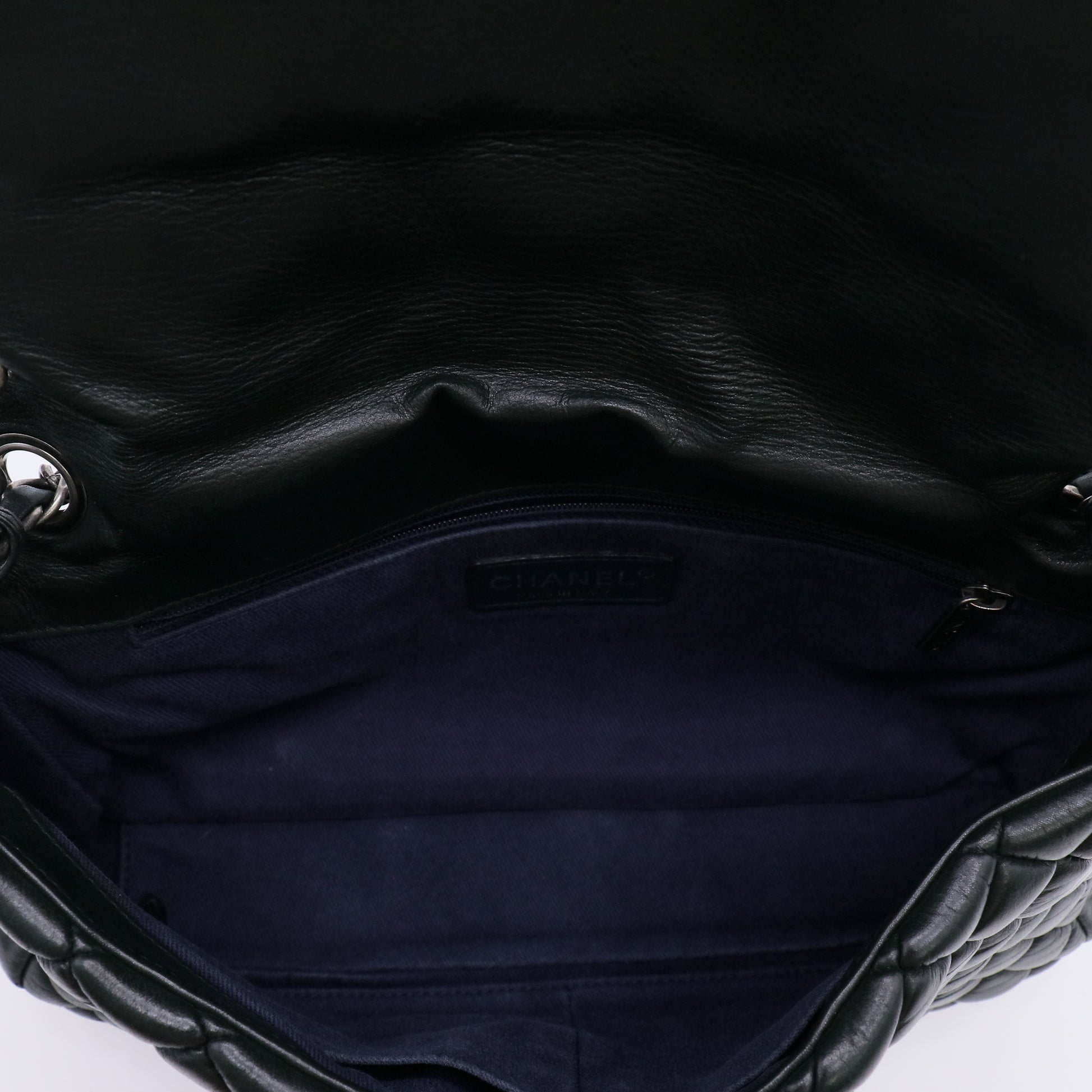 Chanel Iridescent Calfskin New Bubble Quilt Flap Black twins LDJ4819