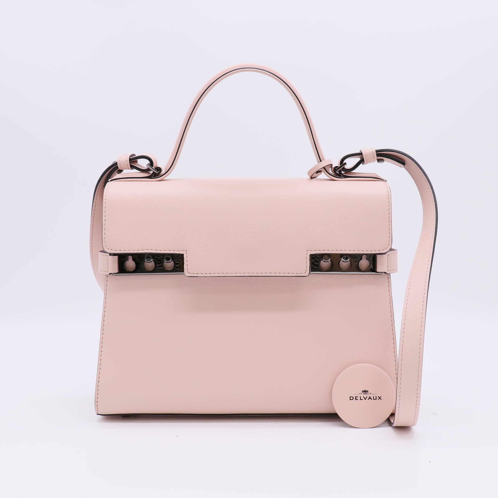 Delvaux Smooth Calfskin Mini Tempete Satchel Nude twins B22752