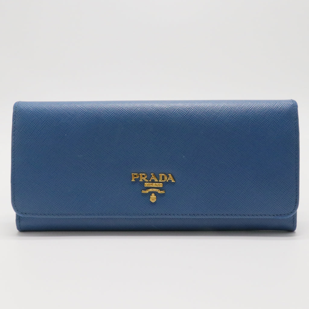 Saffiano Leather Continental Wallet in Blue