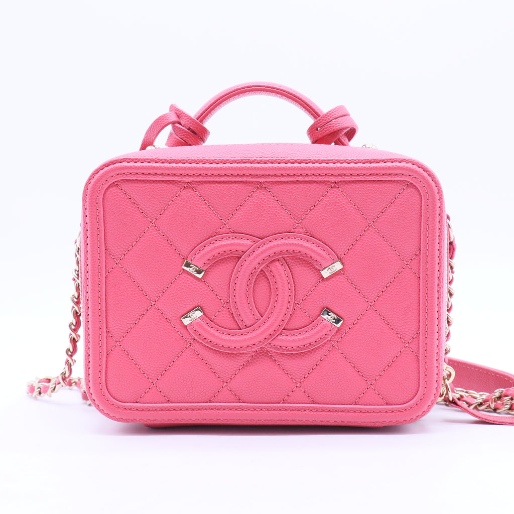 Filigree Vanity Case Quilted Caviar Small B20062