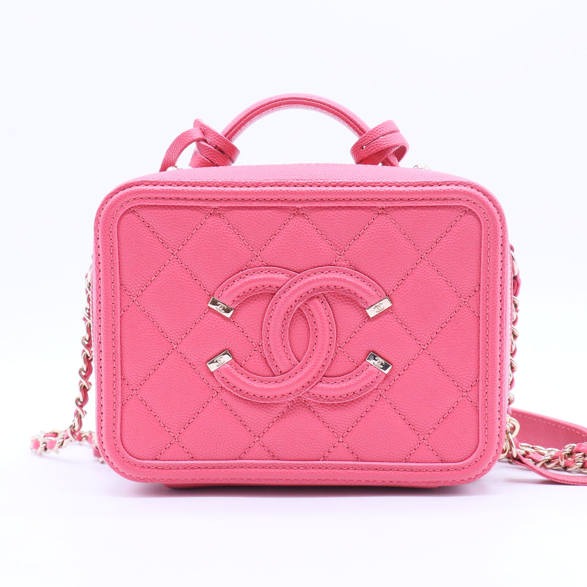 Filigree Vanity Case Quilted Caviar Small B20062