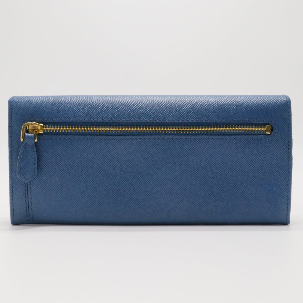 Saffiano Leather Continental Wallet in Blue