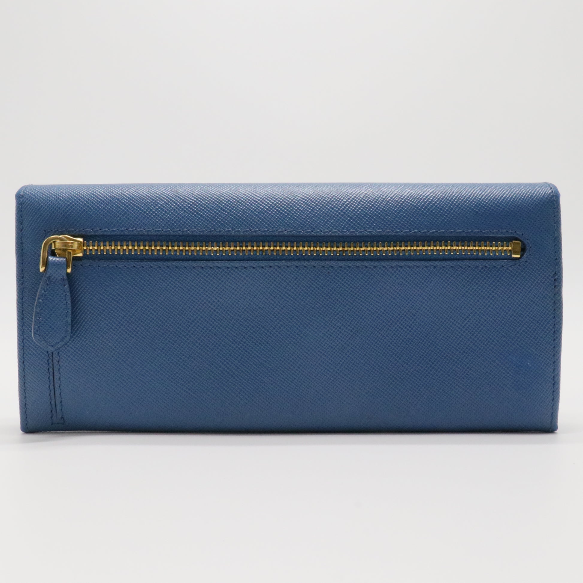 Saffiano Leather Continental Wallet in Blue