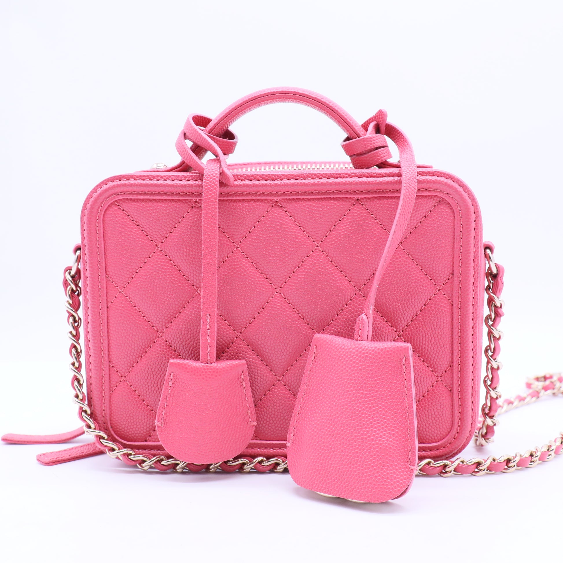 Filigree Vanity Case Quilted Caviar Small B20062