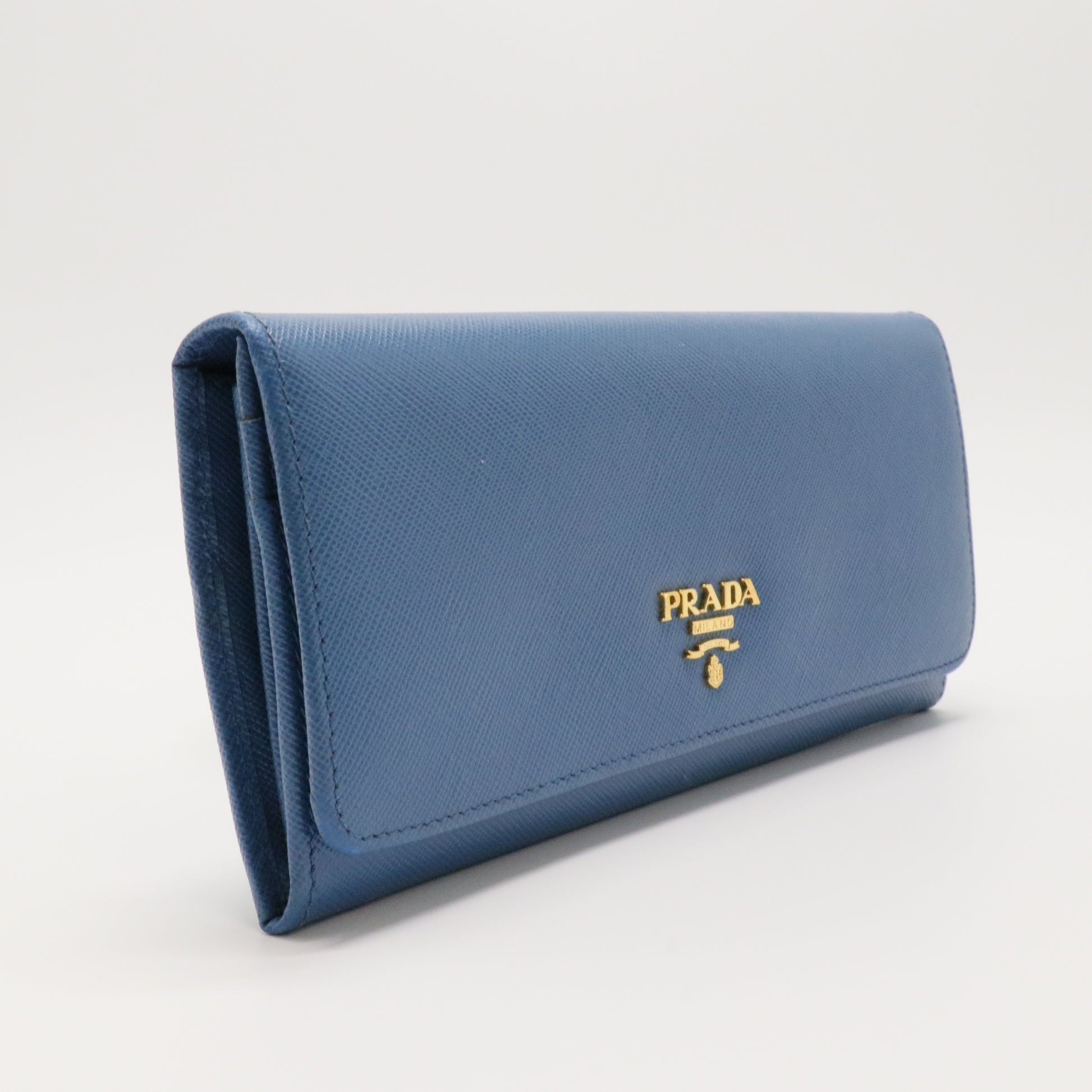 Saffiano Leather Continental Wallet in Blue