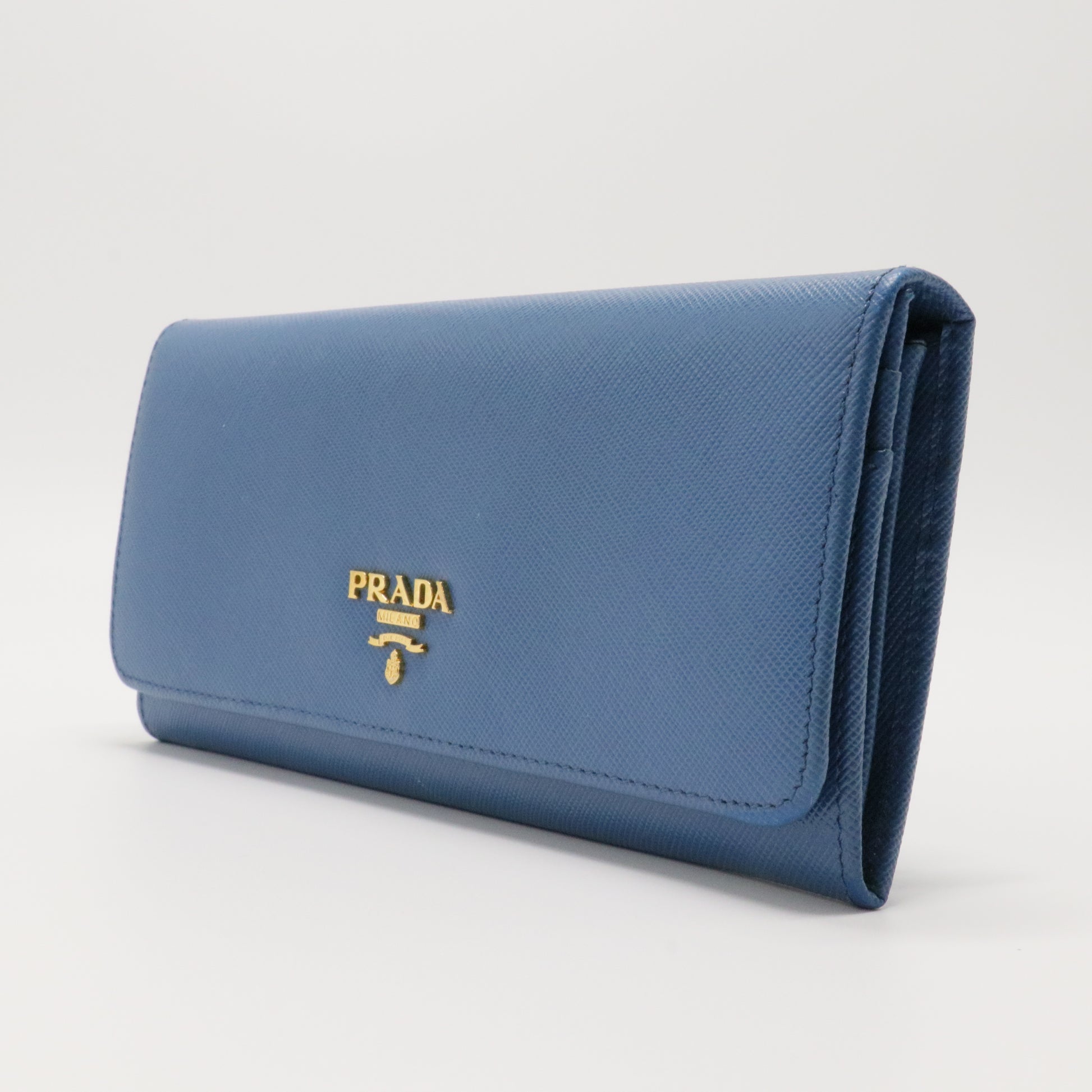 Saffiano Leather Continental Wallet in Blue