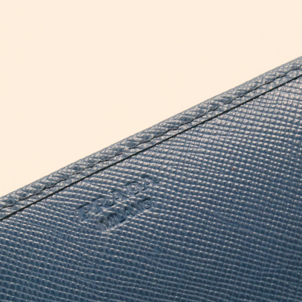 Saffiano Leather Continental Wallet in Blue