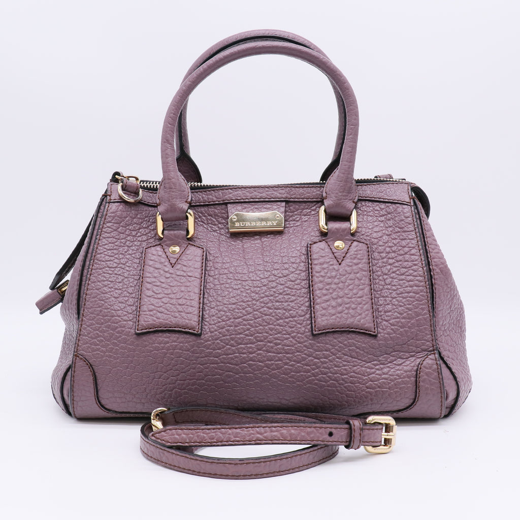 Burberry Purple Heritage Grain Leather Small Gladstone Bag twins B22736