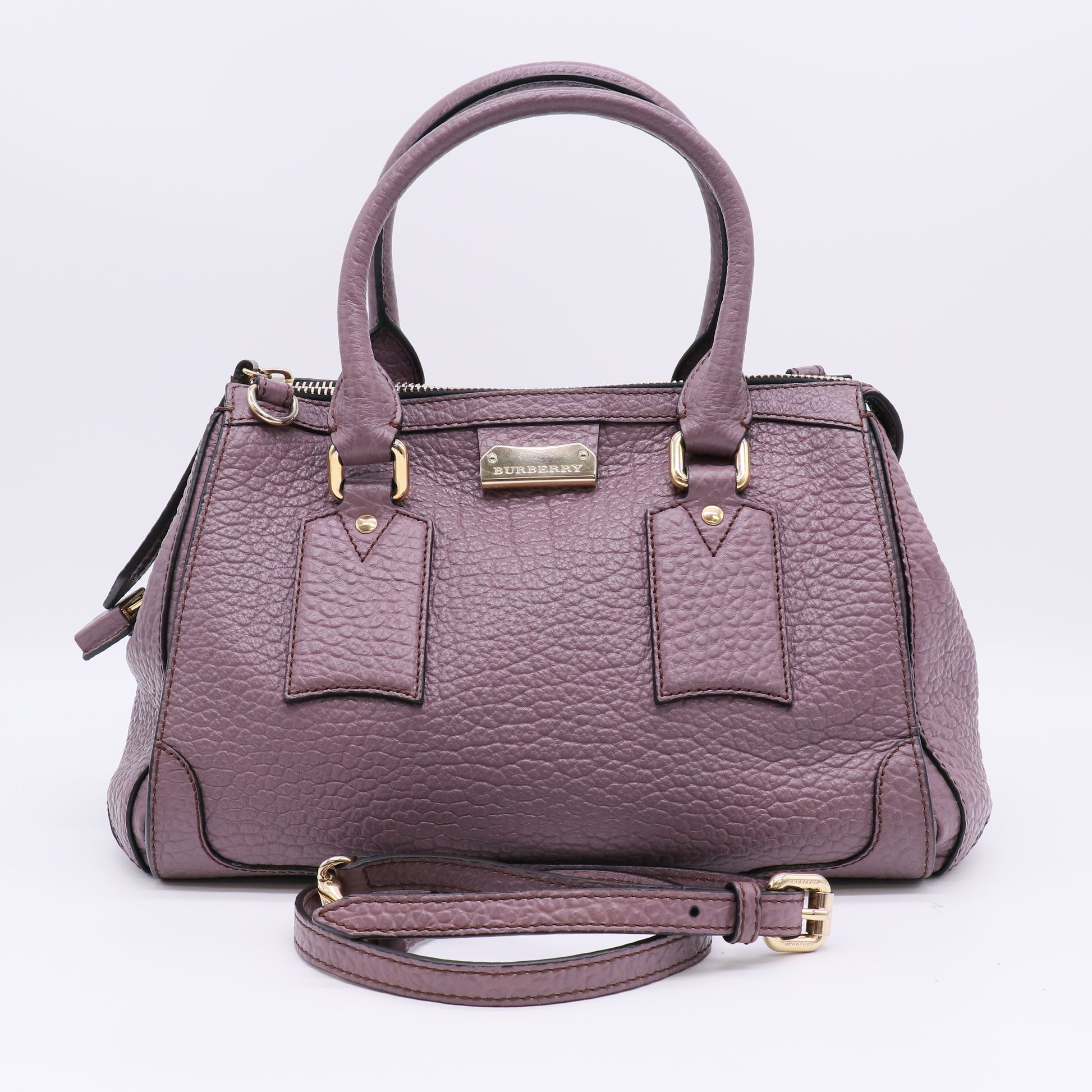 Burberry Purple Heritage Grain Leather Small Gladstone Bag twins B22736