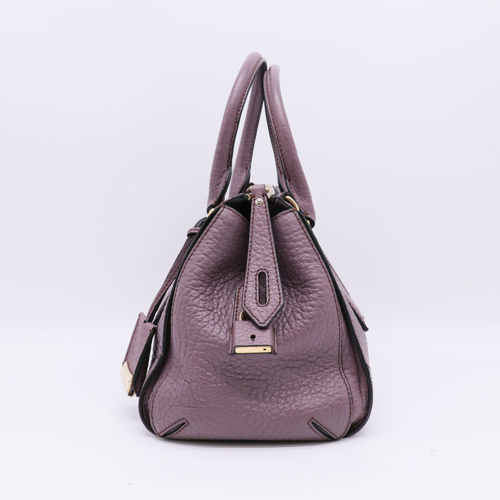 Burberry Purple Heritage Grain Leather Small Gladstone Bag twins B22736