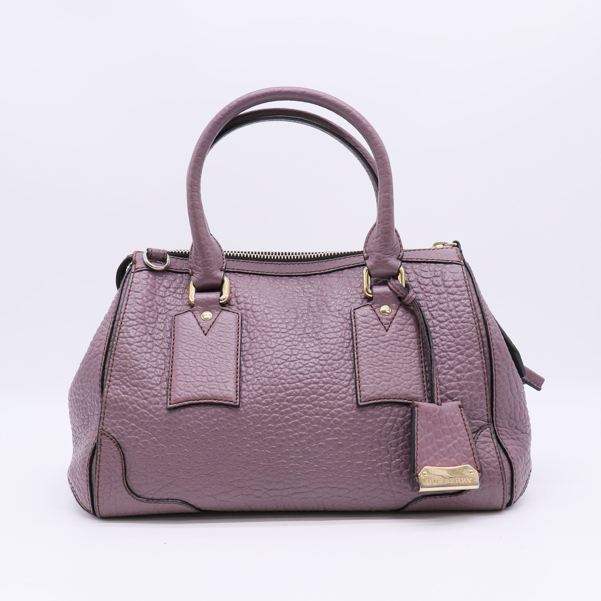 Burberry Purple Heritage Grain Leather Small Gladstone Bag twins B22736