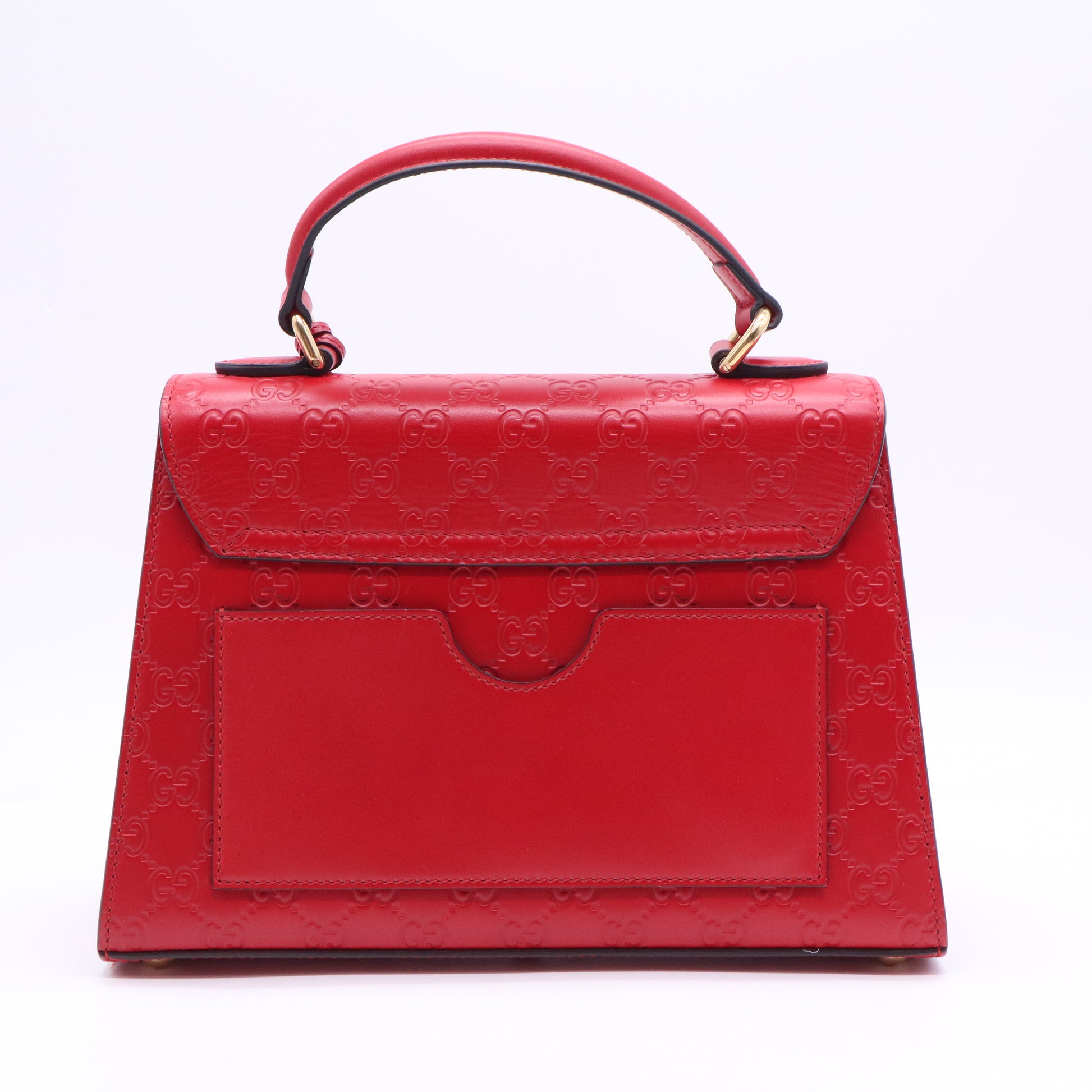 Red Guccissima Leather Padlock Small Top Handle Bag B21829