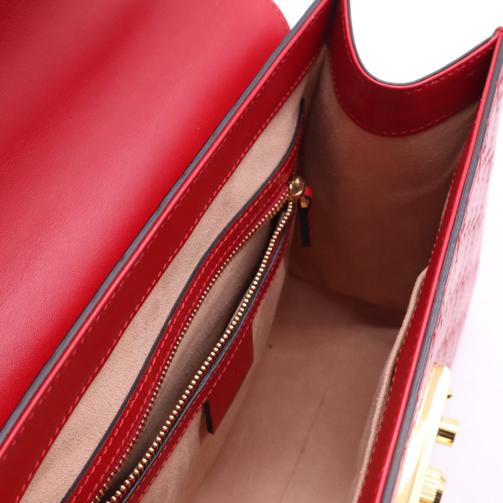 Red Guccissima Leather Padlock Small Top Handle Bag B21829