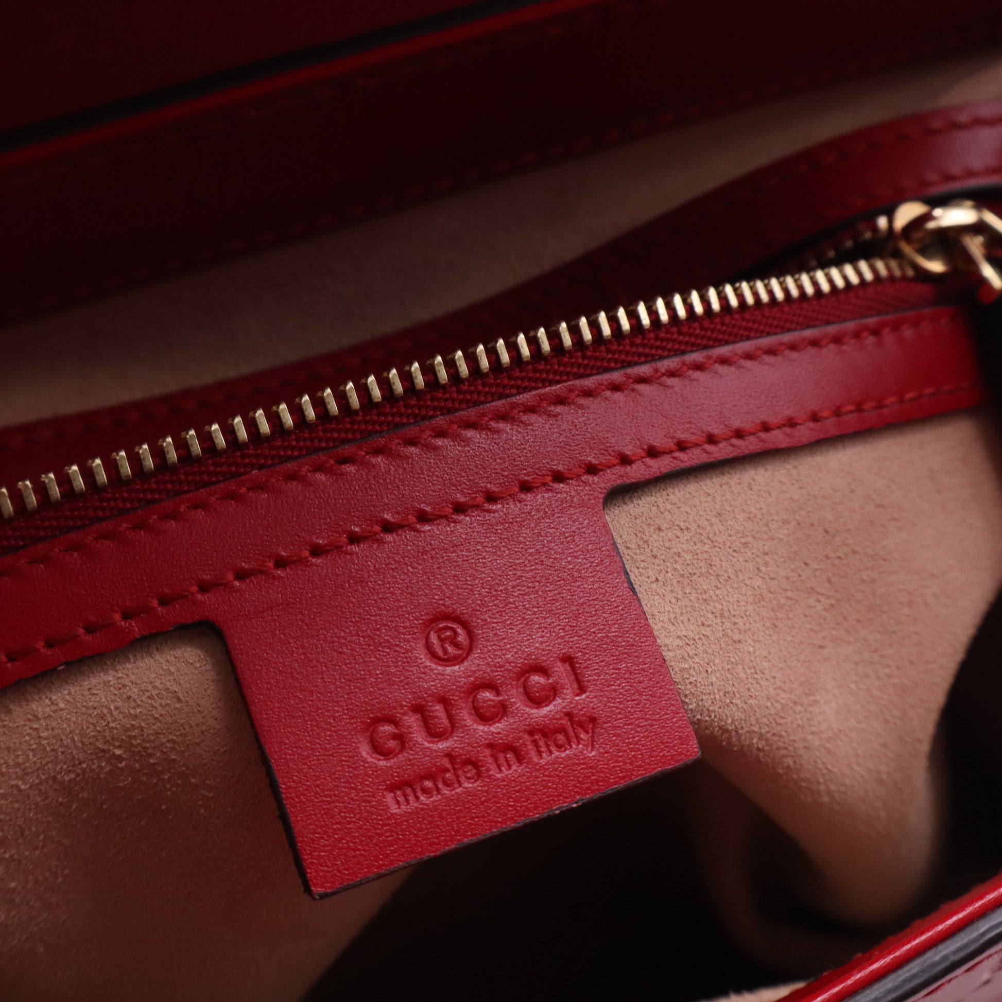 Red Guccissima Leather Padlock Small Top Handle Bag B21829