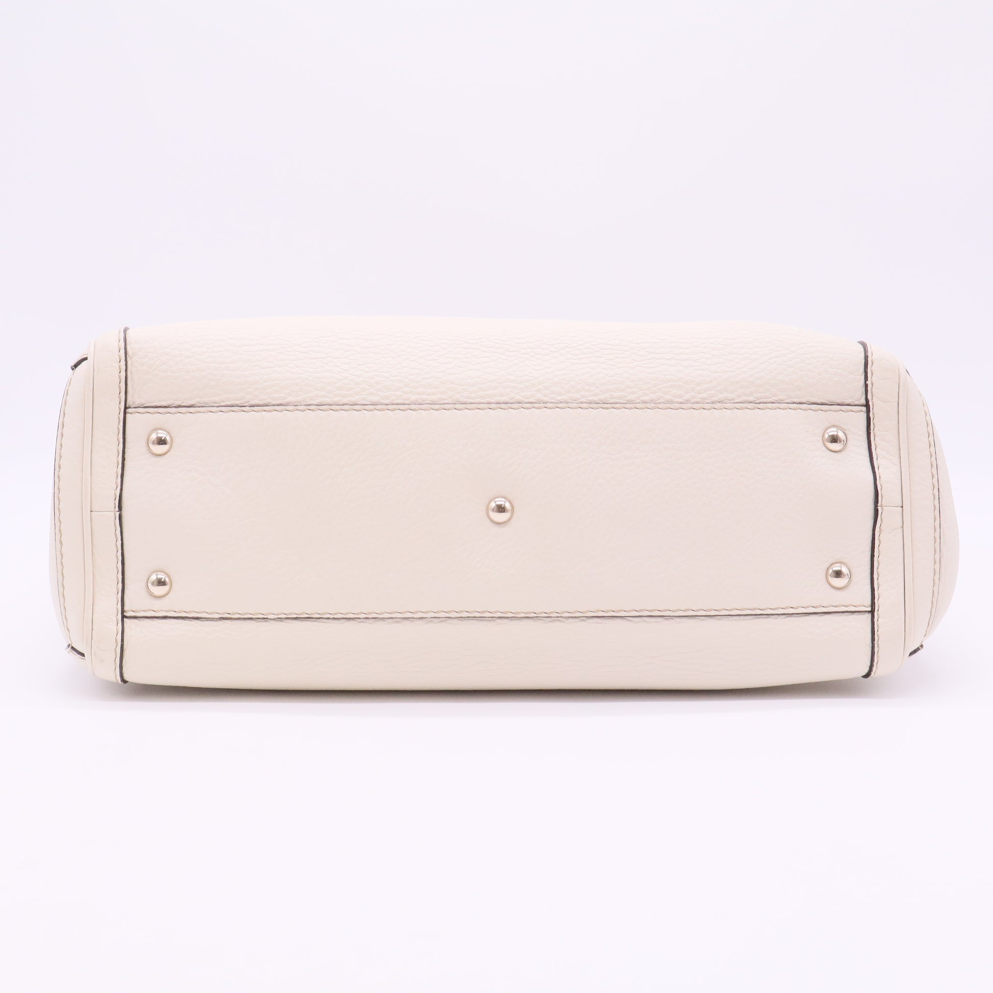 Metallic White Pebbled Leather Bella Shopper Tote Bag twins