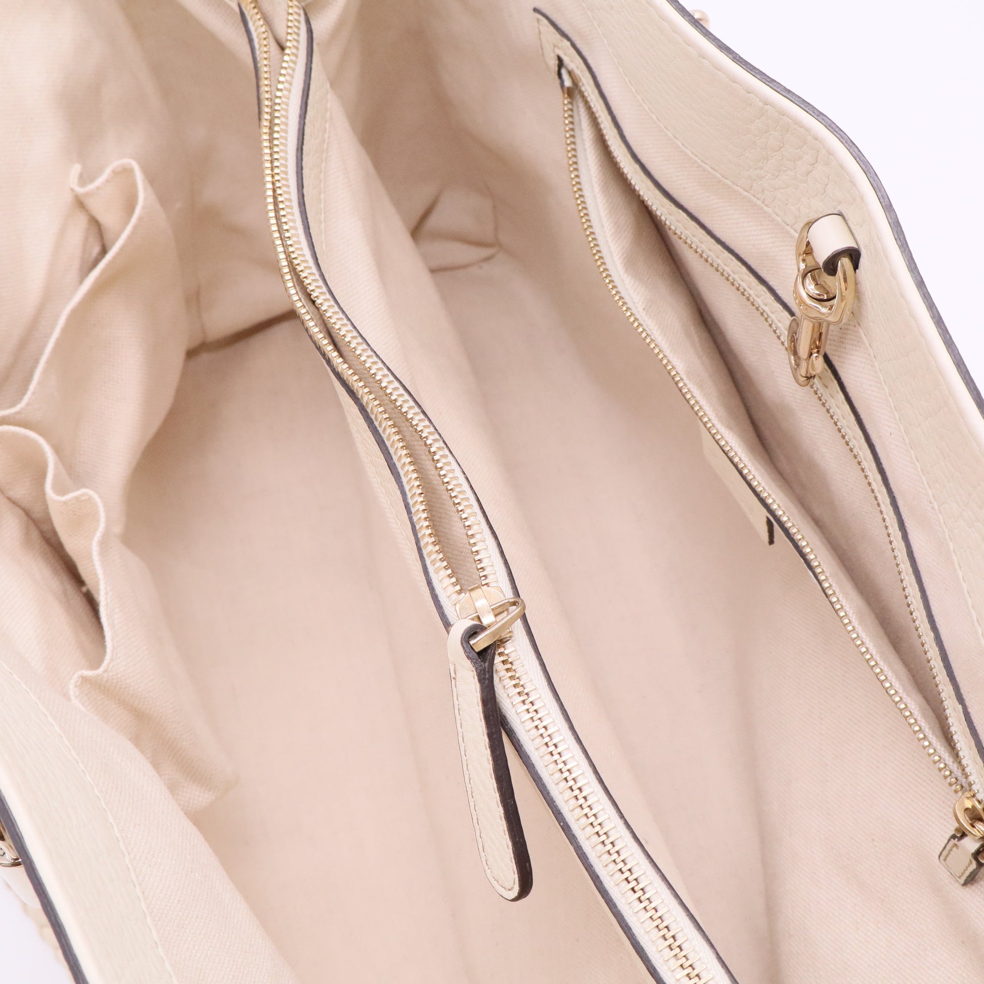 Metallic White Pebbled Leather Bella Shopper Tote Bag twins