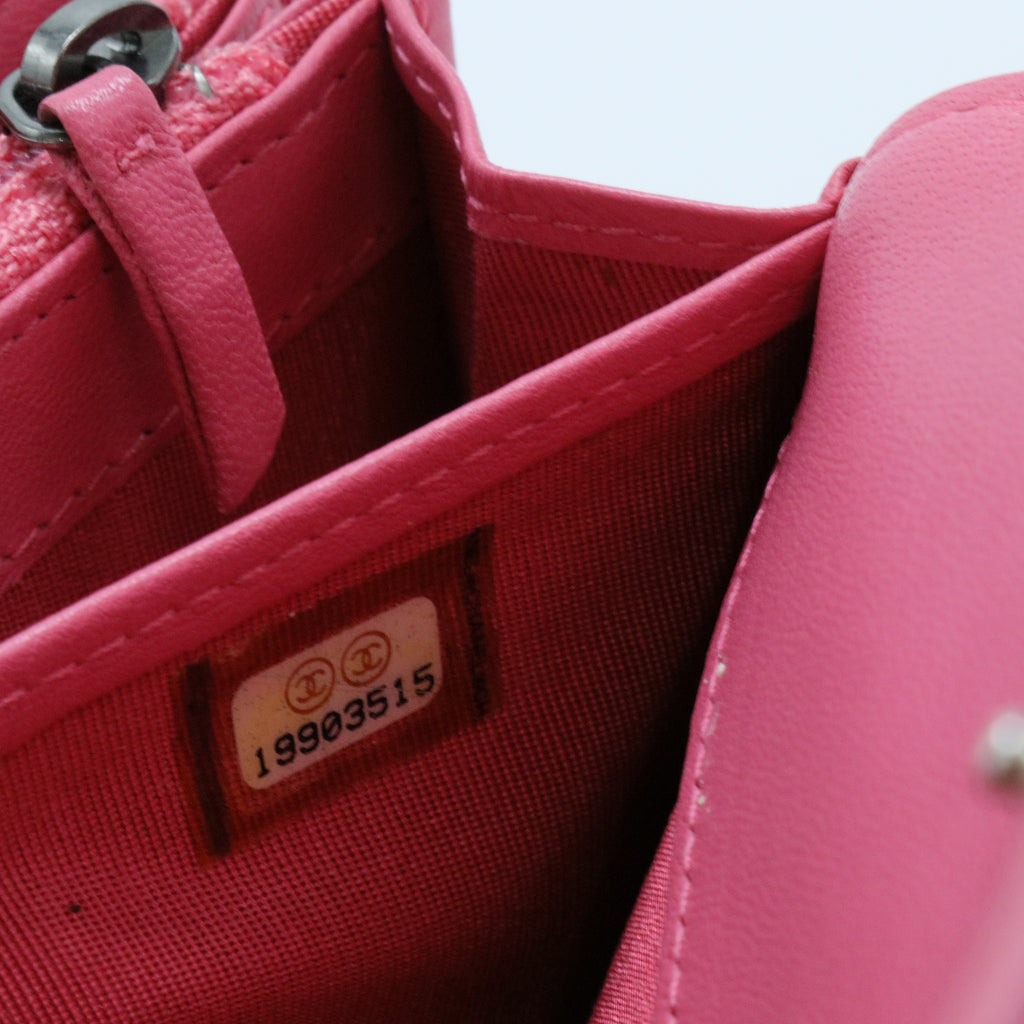 Lambskin Quilted Boy Flap Wallet Fuchsia
