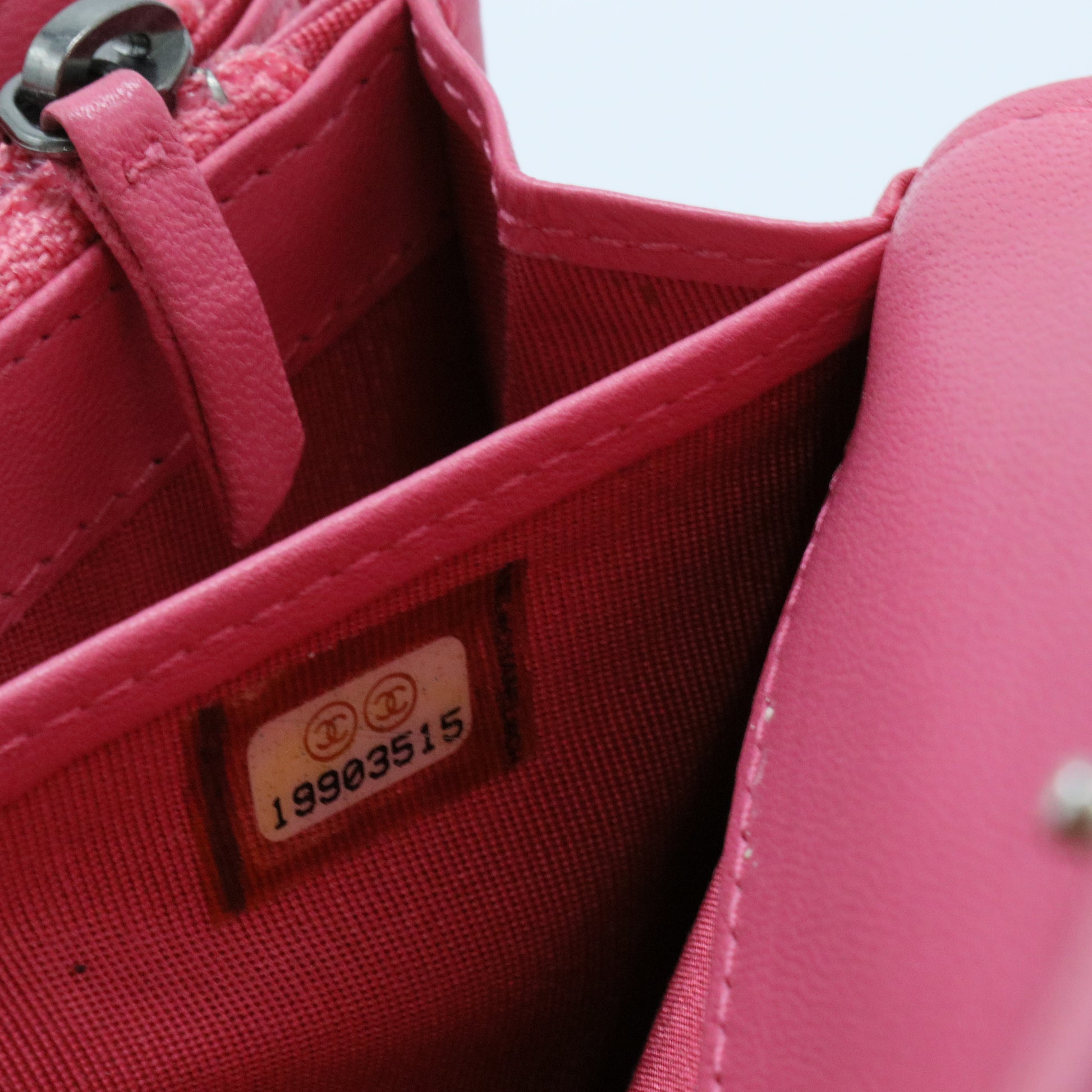 Lambskin Quilted Boy Flap Wallet Fuchsia