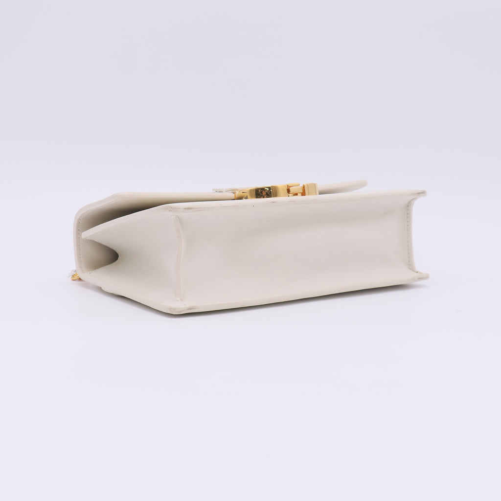 Christian Dior Grained Calfskin 30 Montaigne East West Chain Flap Bag Off White twins LDZ671
