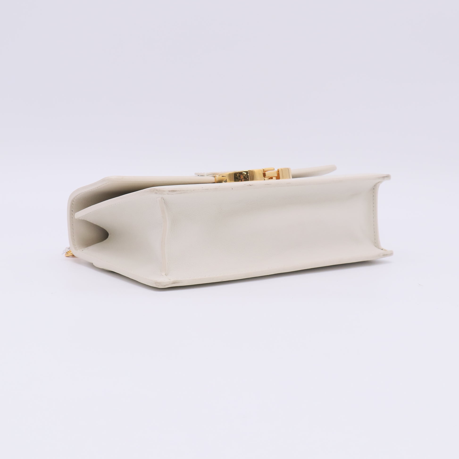 Christian Dior Grained Calfskin 30 Montaigne East West Chain Flap Bag Off White twins LDZ671