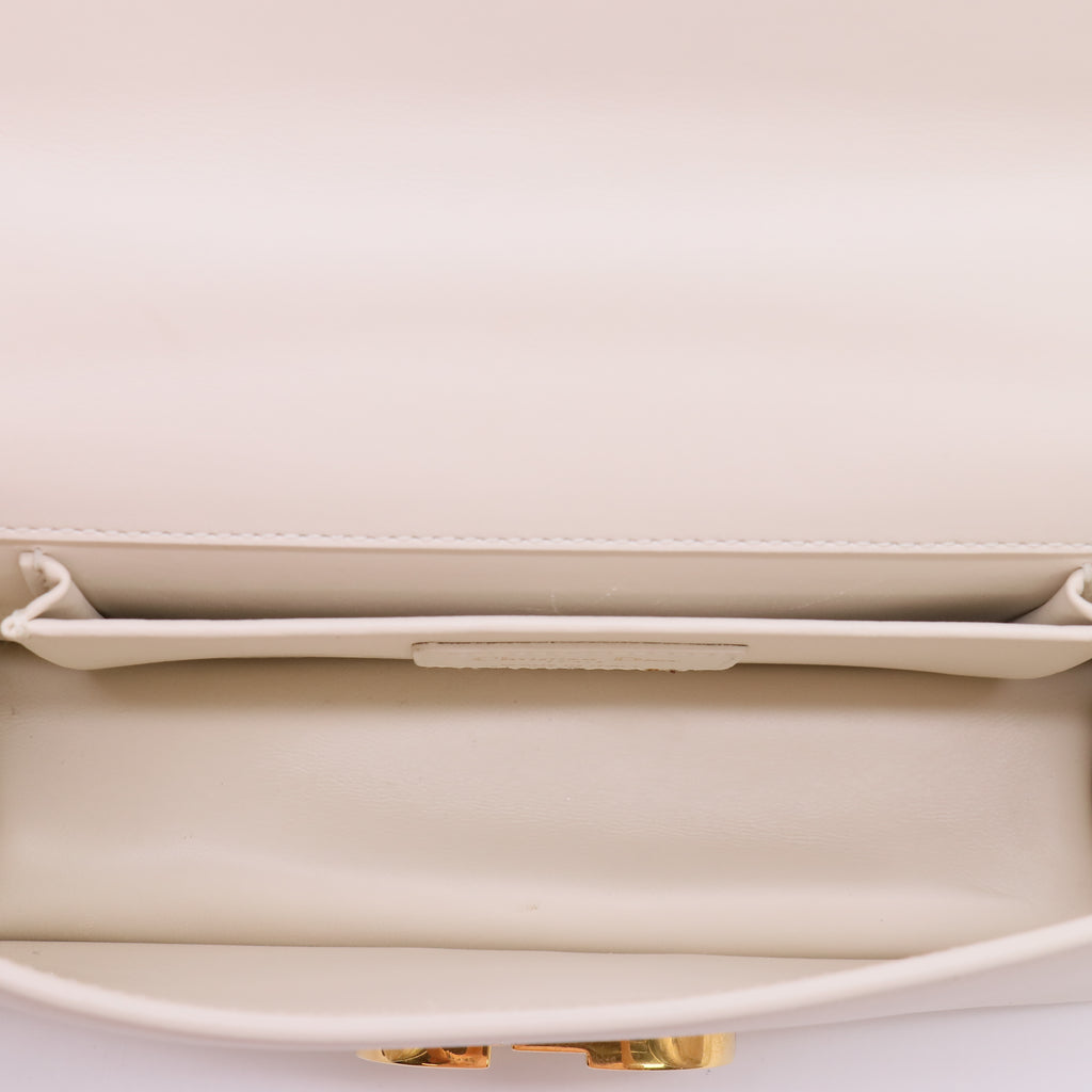 Christian Dior Grained Calfskin 30 Montaigne East West Chain Flap Bag Off White twins LDZ671