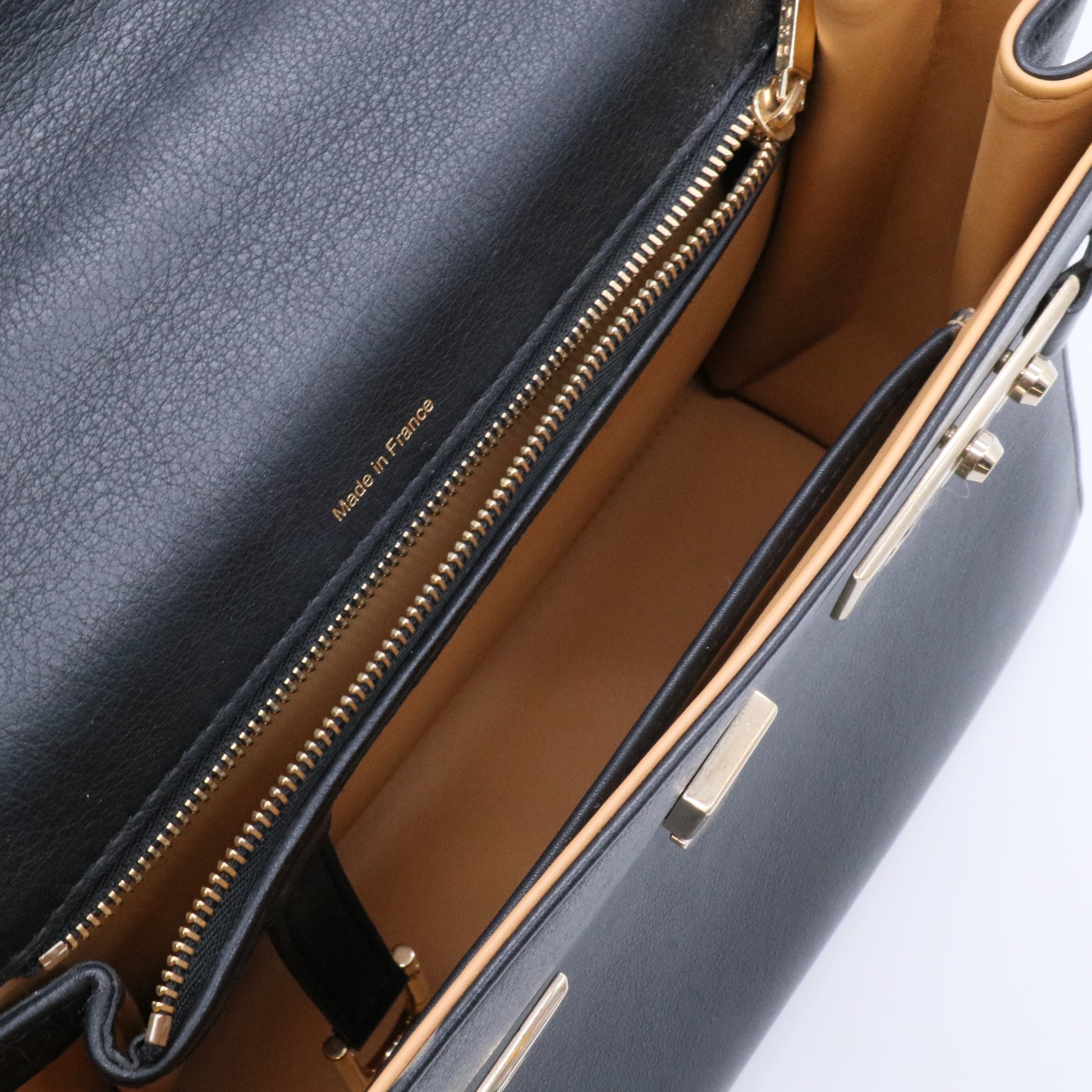 Tempête PM Leather 2Way Handbag in Black Twins