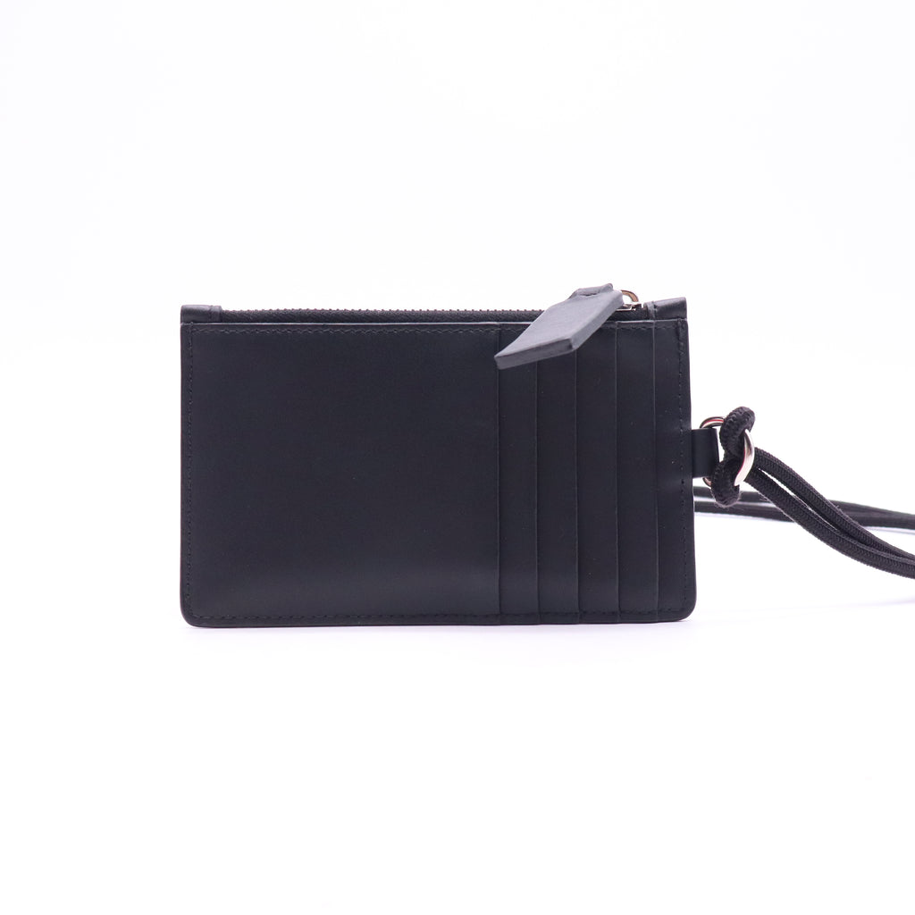 Valentino Black Leather V Logo Signature 3D Zip Pouch W21128