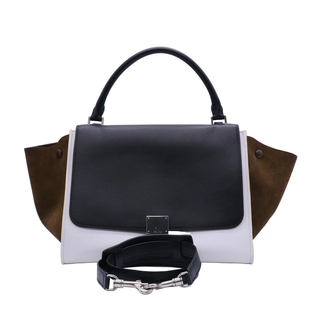 Celine Tri-Color Leather and Velvet Medium Trapeze Bag B21432