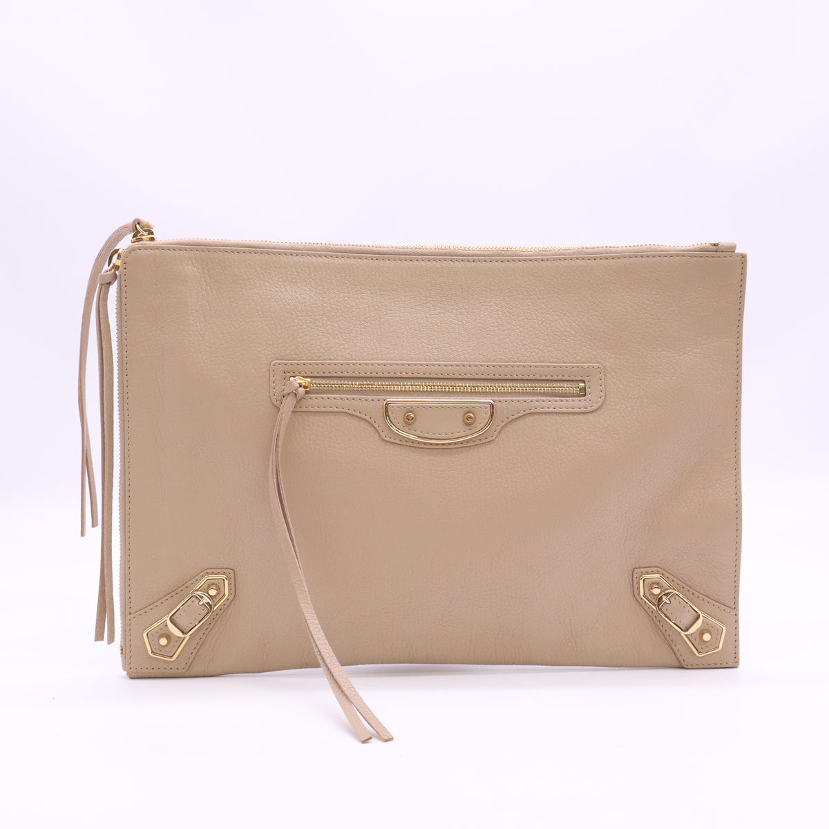 Leather Motocross Metallic Edge Clutch B24716
