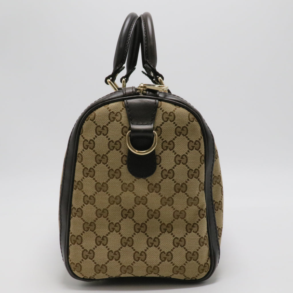 Brown/Beige GG Canvas and Leather Medium Vintage Web Boston Bag