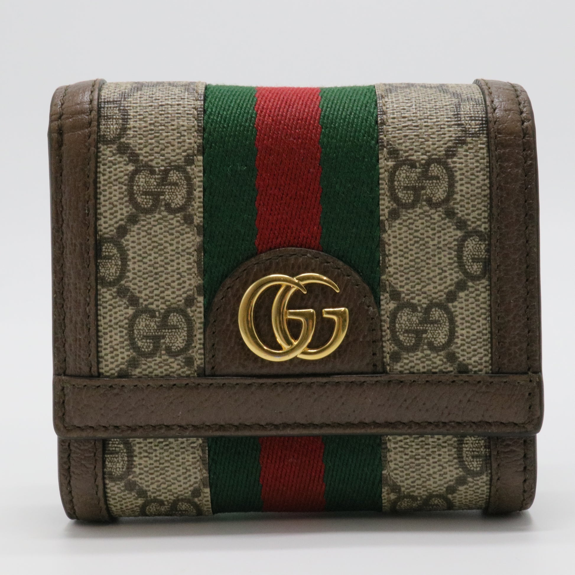 GG Supreme Monogram Web Ophidia French Flap Wallet