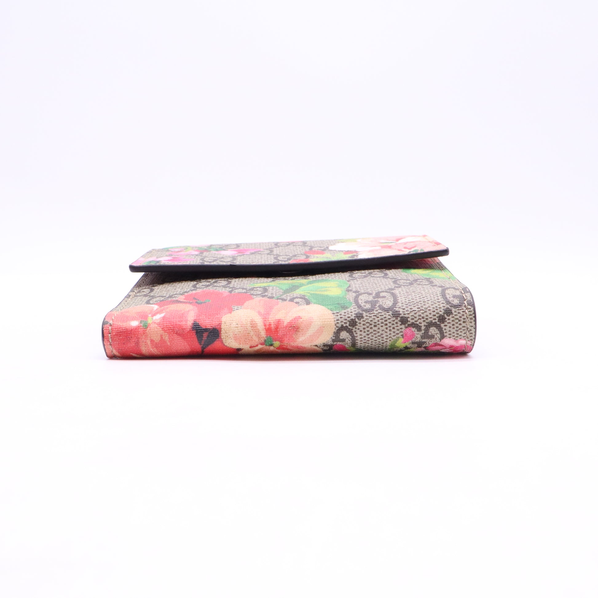 GG Supreme Monogram Blooms French Flap Wallet Beige Multicolor Dry Rose W21169