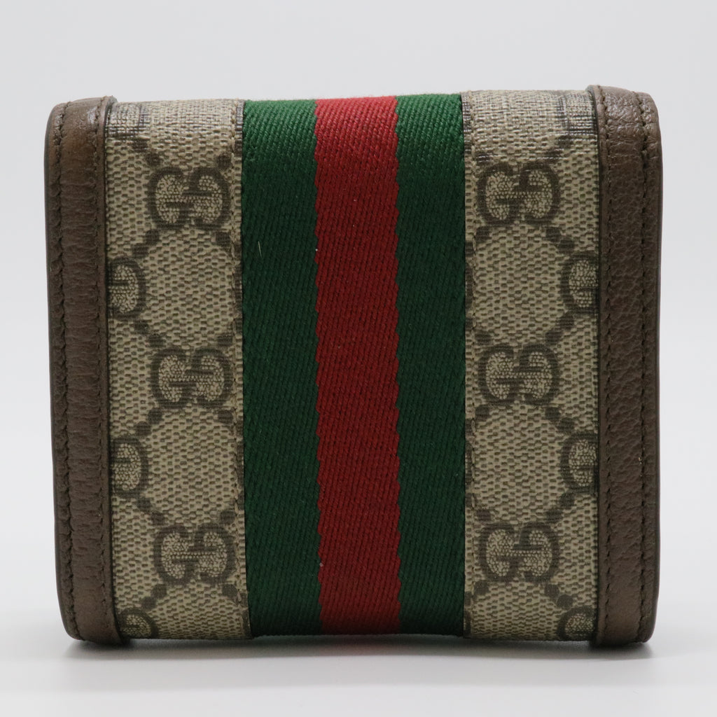 GG Supreme Monogram Web Ophidia French Flap Wallet