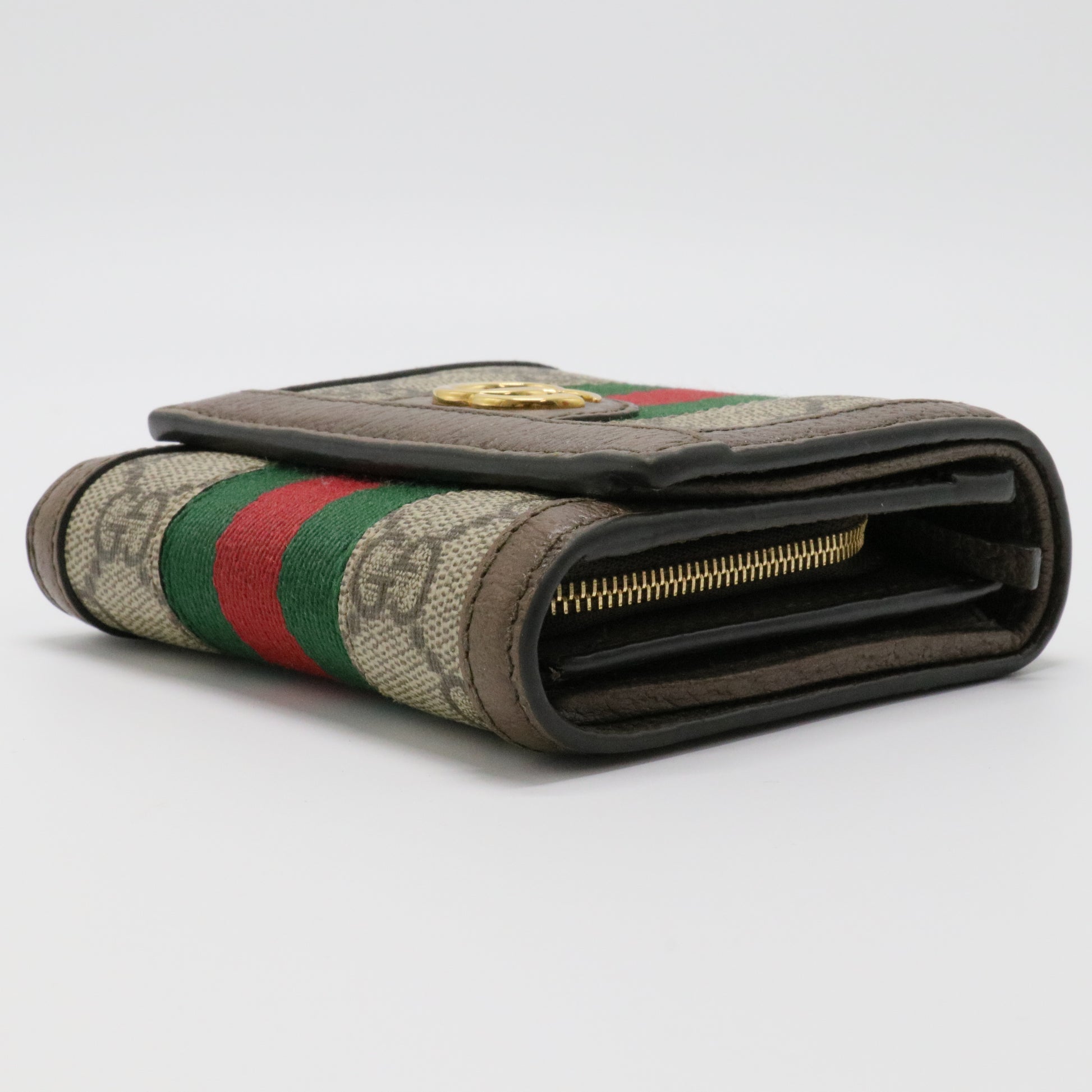 GG Supreme Monogram Web Ophidia French Flap Wallet