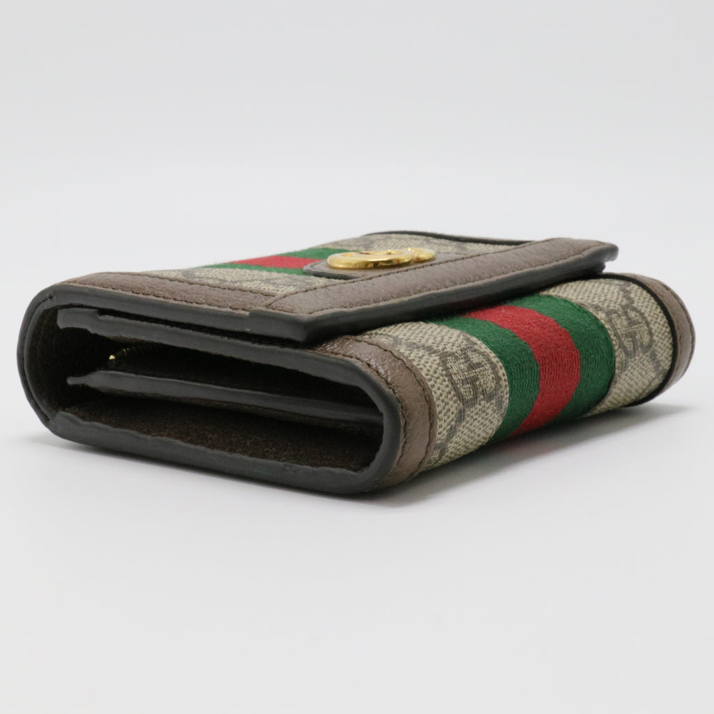 GG Supreme Monogram Web Ophidia French Flap Wallet