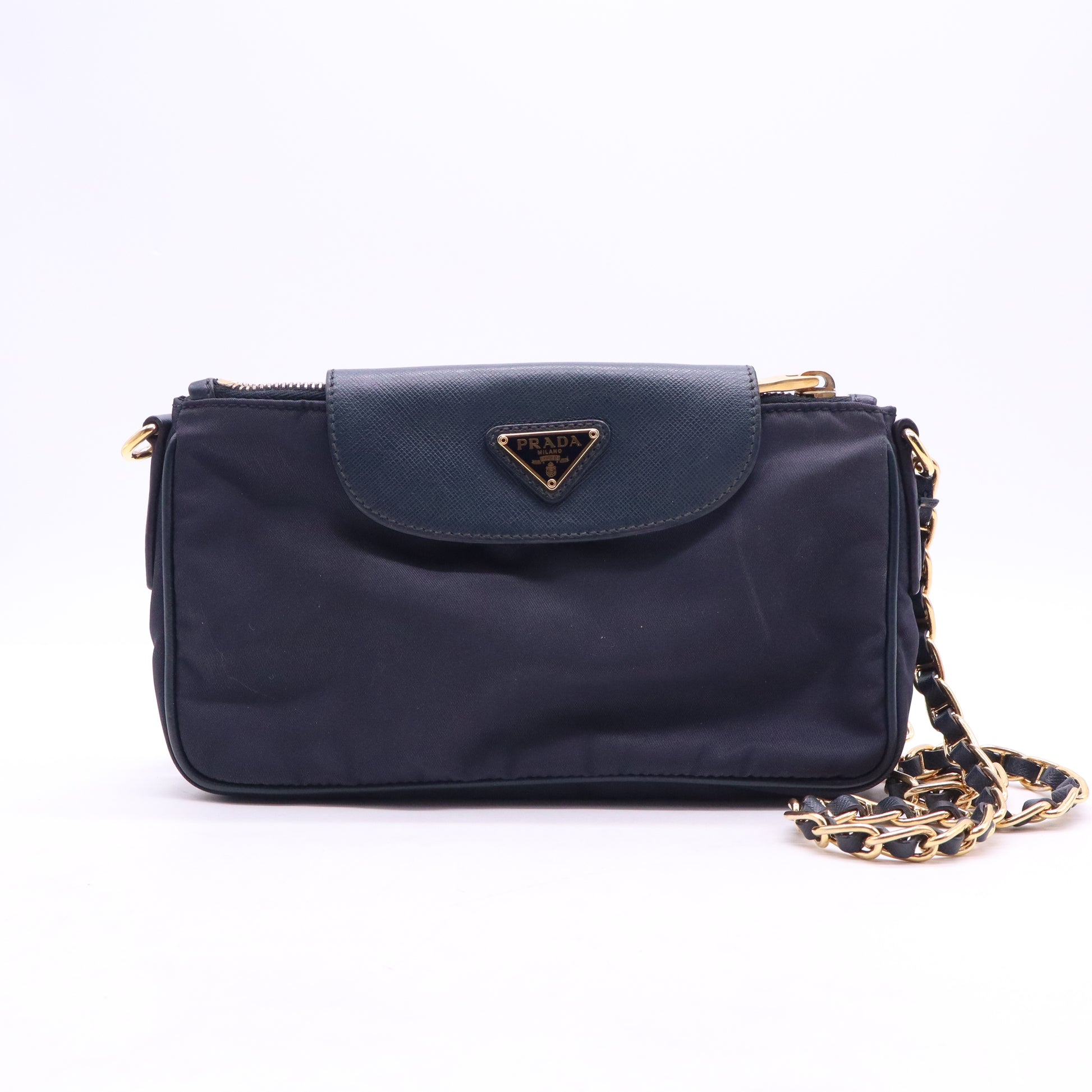 Prada Tessuto Nylon and Saffiano Leather Chain Crossbody Bag B21730