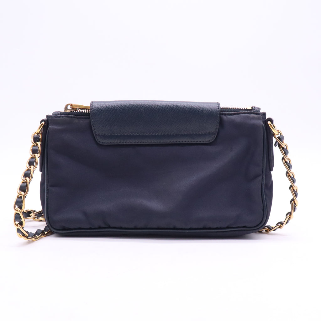Prada Tessuto Nylon and Saffiano Leather Chain Crossbody Bag B21730