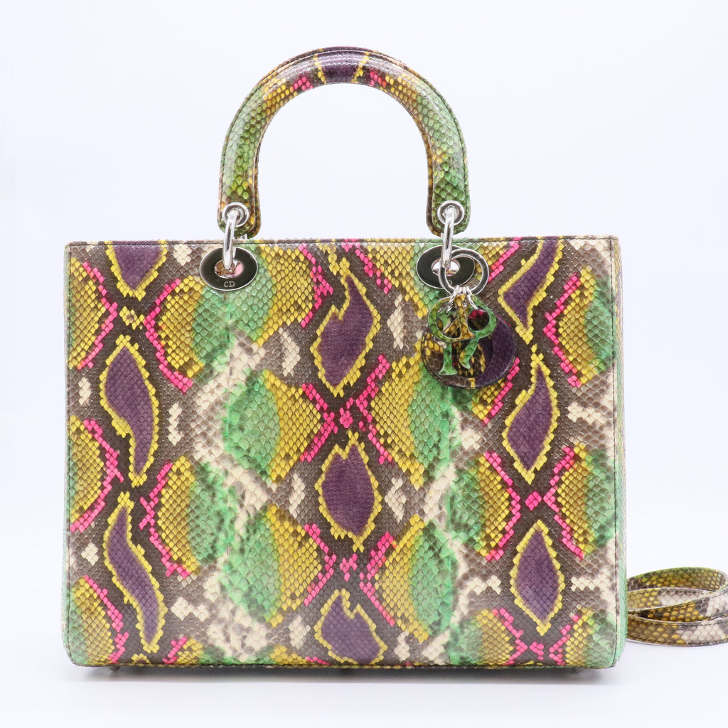 Multicolor Python Lady Dior  Handbag Twins