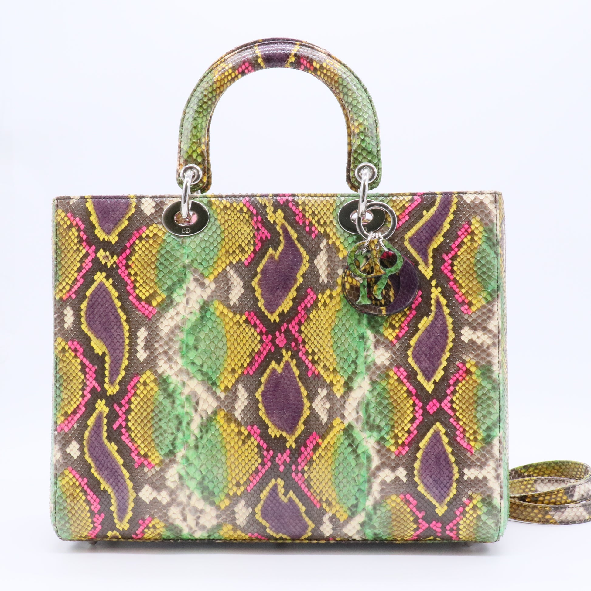 Multicolor Python Lady Dior  Handbag Twins