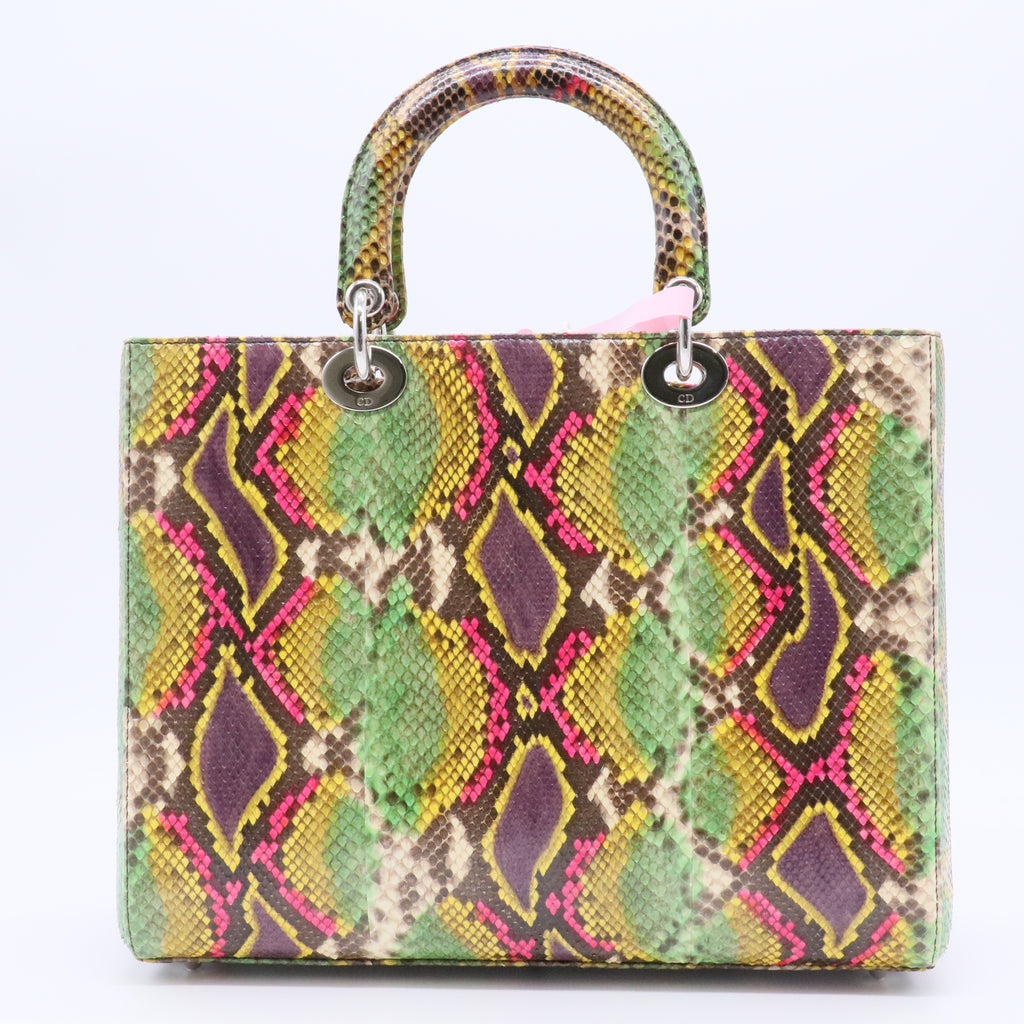 Multicolor Python Lady Dior  Handbag Twins