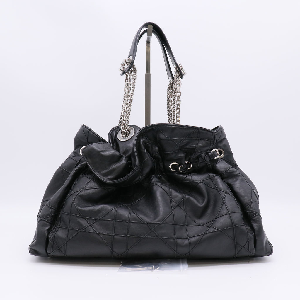 Christian Dior Black Leather Quilted Cannage Le Trente Bag twins B22767